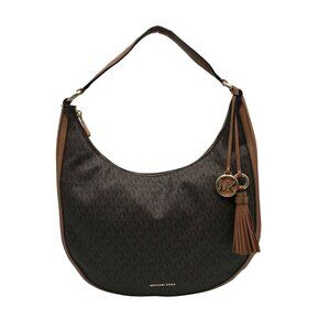 Michael Kors Brown Monogram Canvas Lydia Hobo Shoulder Bag